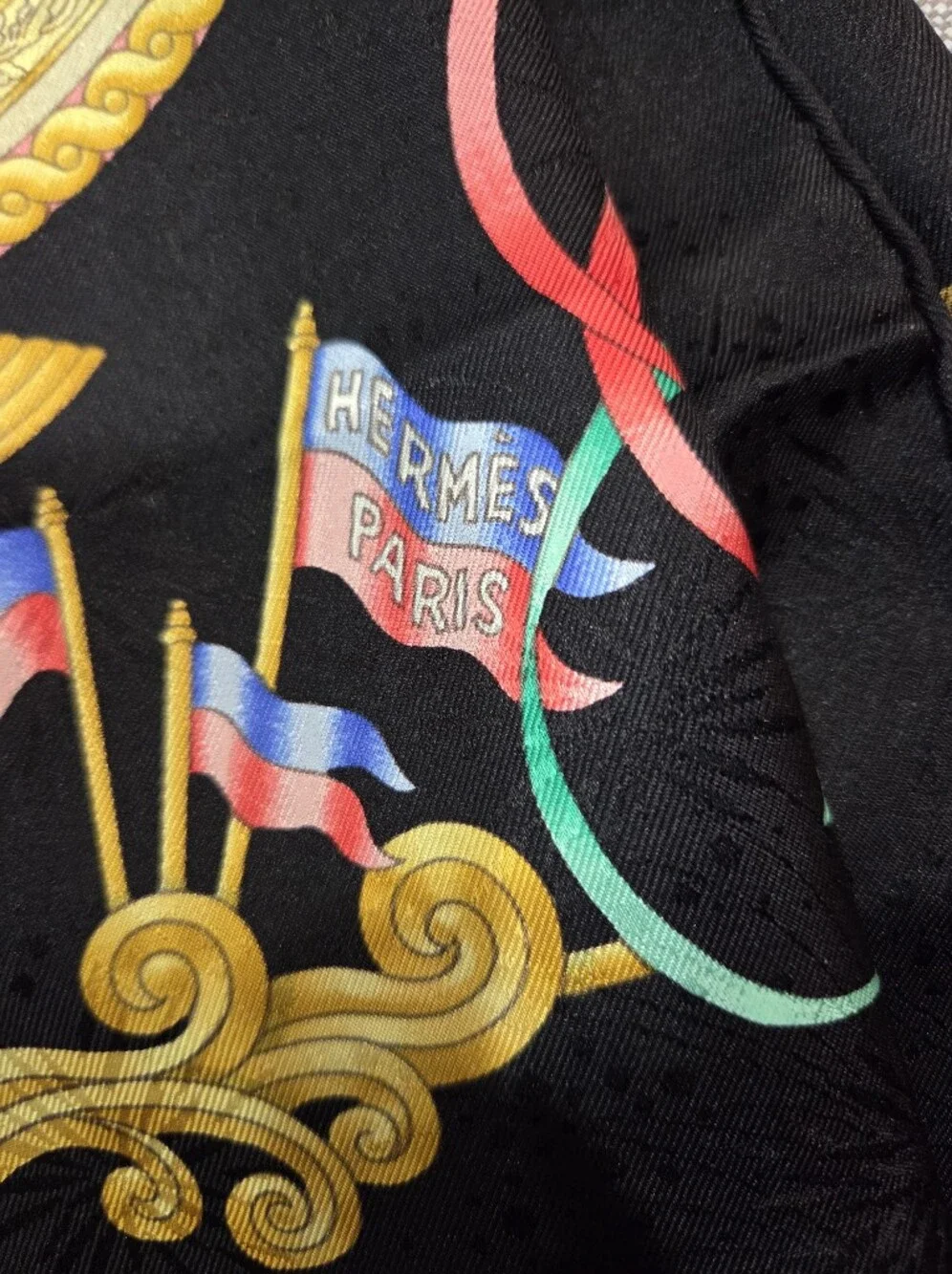 Hermes MINT Luna Park Silk Scarf 90cm/ 35" Black Carousel Horses Gold Pink Blue - Picture 8 of 17